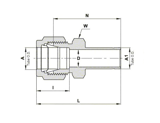 Schéma ou vue technique – Réducteur – Raccords Let-Lok® à double bague – Raccords droits UCT au Maroc