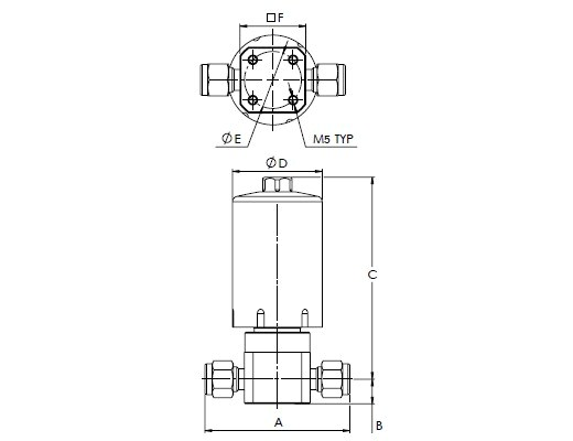 Schéma ou vue technique – Vanne UCV HP20 haute pureté 3000 psi au Maroc