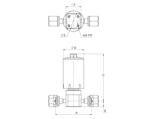 Schéma ou vue technique – Vanne UCV HP20 haute pureté 3000 psi au Maroc