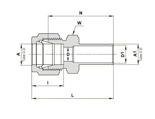 Schéma ou vue technique – Réducteur – Raccords Let-Lok® à double bague – Raccords droits UCT au Maroc
